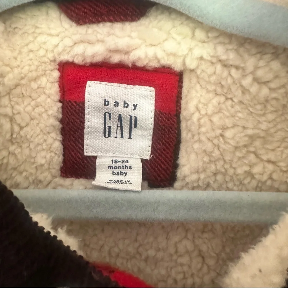 Baby Gap NWT Buffalo Plaid Sherpa Lined Flannel Shacket Jacket 18-24M